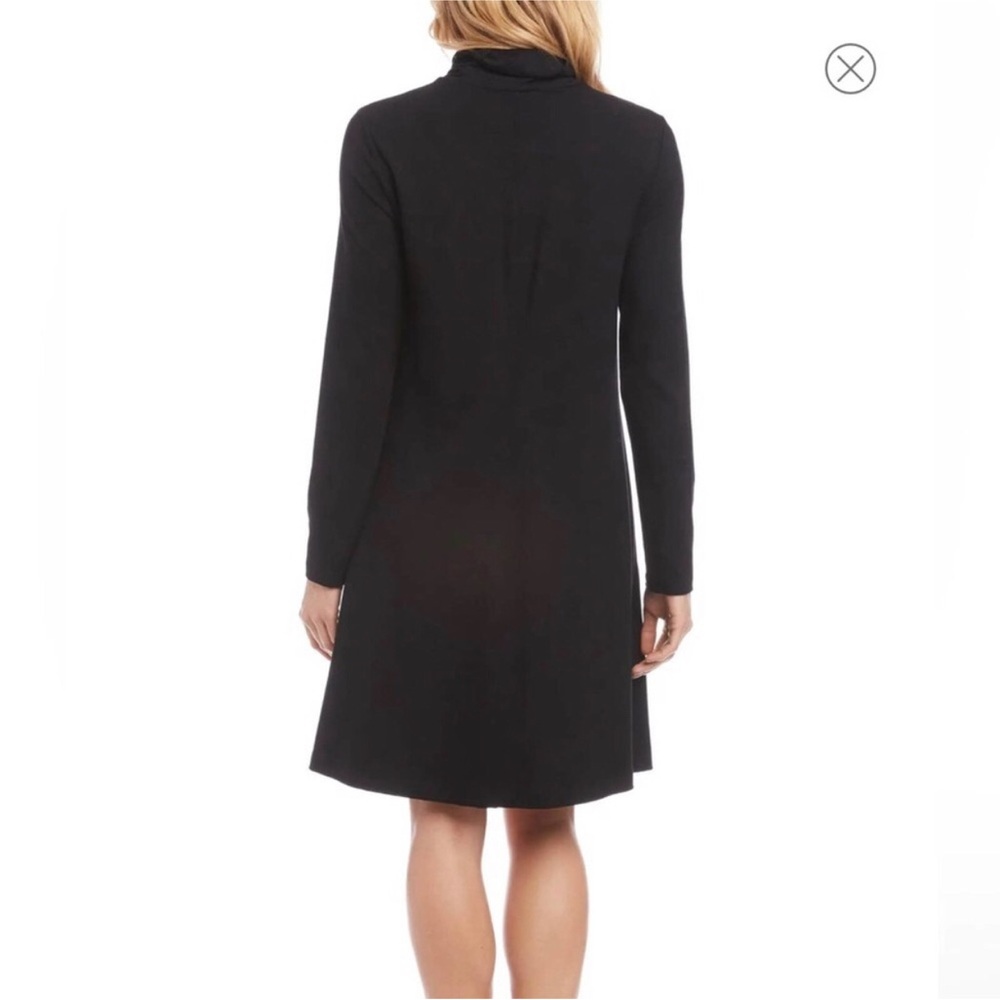 Karen Kane Quinn Turtleneck Dress Size L Black Jersey Swing Pockets - Picture 2 of 12